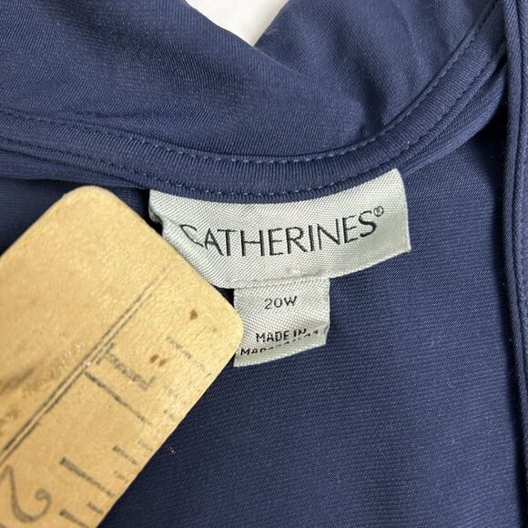 Catherines Womens Navy Open-Front Cardigan W/ Embellished Trim 3/4 Sleeve 20 - Picture 4 of 7